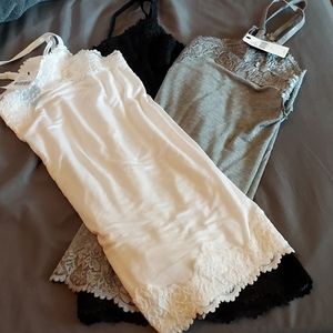 Lot of 3 lace trimmed camisoles